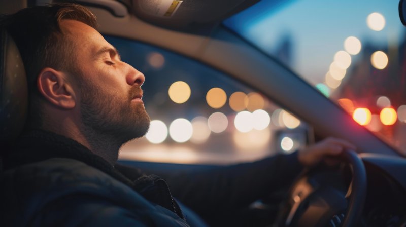 man asleep while driving
